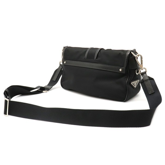 Prada Nylon Leather Black Nero Diagonal Pochette - Picture 1 of 8